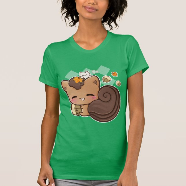 Cute chibi squirrel with kawaii chestnut T-Shirt (Front)