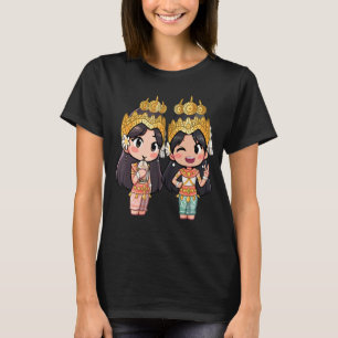 Cute Chibi Style Cambodian Khmer Apsara Bff Friend T-Shirt