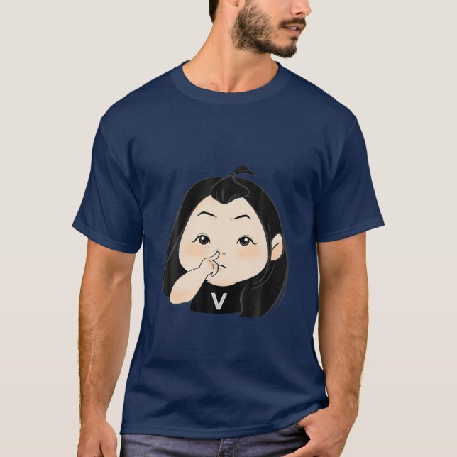 Cute Chibi Style Kawaii Anime Girl T-Shirt (Front)