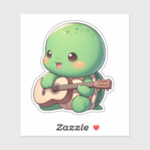 Cute Chibi Turtle Playing Guitar