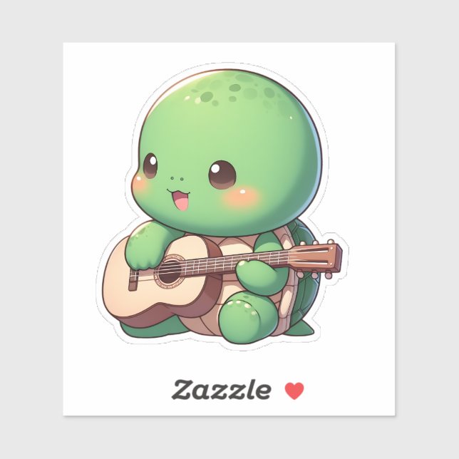 Cute Chibi Turtle Playing Guitar (Sheet)