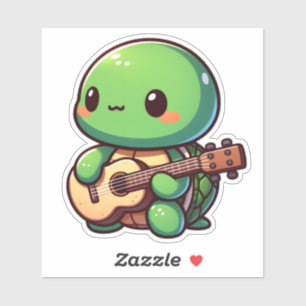 Cute Chibi Turtle Playing Guitar