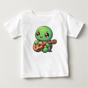 Cute Chibi Turtle Playing Guitar Baby T-Shirt
