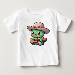 Cute Chibi Turtle Playing Guitar Baby T-Shirt