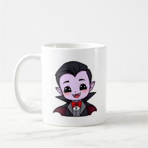 Cute Chibi Vampire Dracula Cartoon Halloween Coffee Mug
