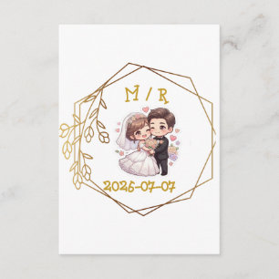 Cute Chibi Wedding Couple Sticker Romantic Bride Enclosure Card