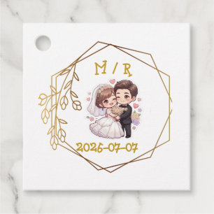 Cute Chibi Wedding Couple Sticker Romantic Bride Favour Tags