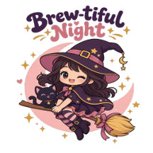 Cute Chibi Witch Brew-tiful Night