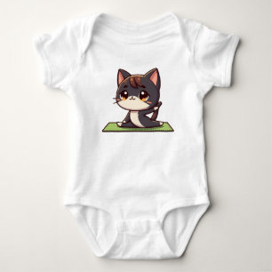 Cute Chibi Yoga Cat Baby Bodysuit