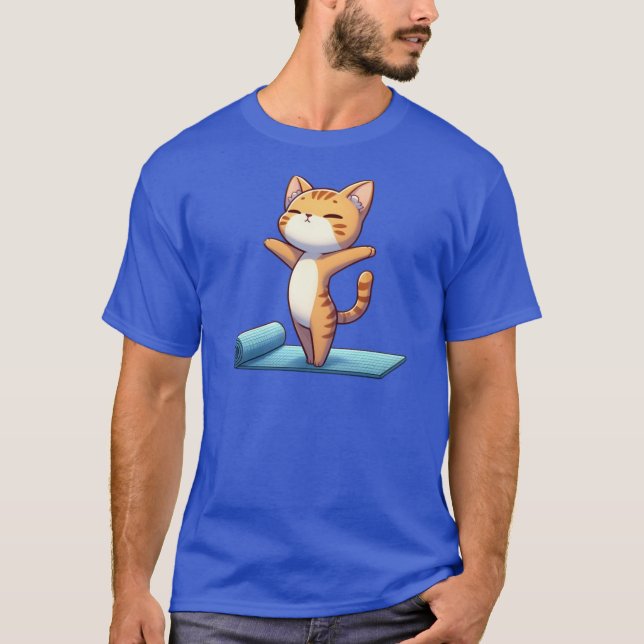 Cute Chibi Yoga Cat funny T-Shirt (Front)