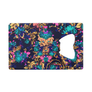 Cute chic abstract flowers background credit card bottle opener