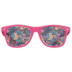 Cute chic abstract flowers background retro sunglasses