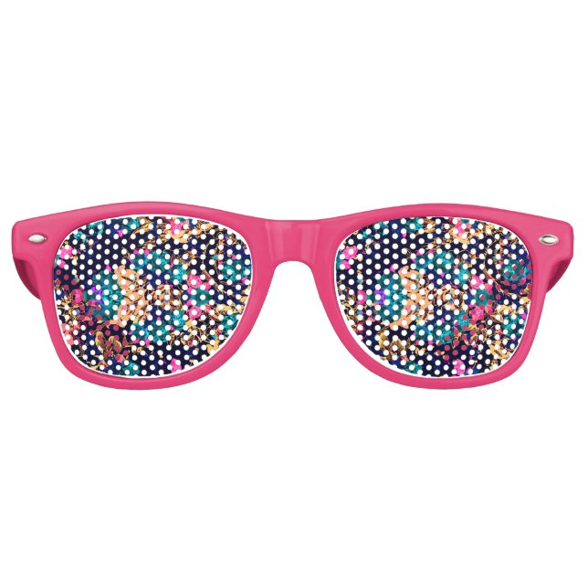 Cute chic abstract flowers background retro sunglasses (Front)