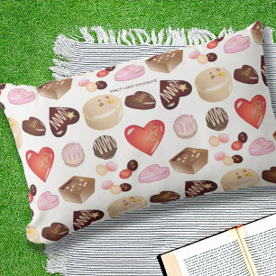 Cute Chic Chocolate Candy Heart Pattern Outdoor Lumbar Pillow