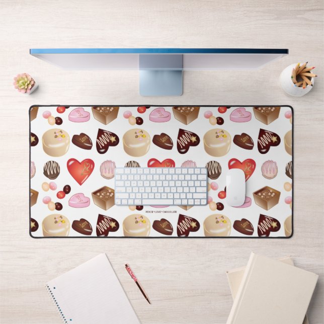 Cute Chic Colourful Chocolate Candy Heart Pattern Desk Mat (Office 1)