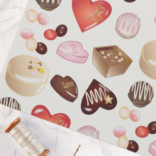Cute Chic Colourful Chocolate Candy Heart Pattern Fabric