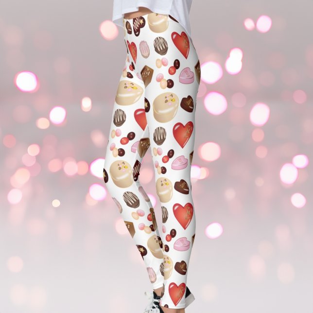 Cute Chic Colourful Chocolate Candy Heart Pattern Leggings (Creator Uploaded)