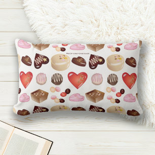 Cute Chic Colourful Chocolate Candy Heart Pattern Lumbar Pillow