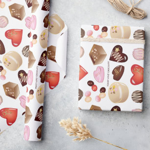 Cute Chic Colourful Chocolate Candy Heart Pattern Wrapping Paper