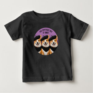 Cute Chic Corgi Dogs Wish You Happy Birthday Baby T-Shirt