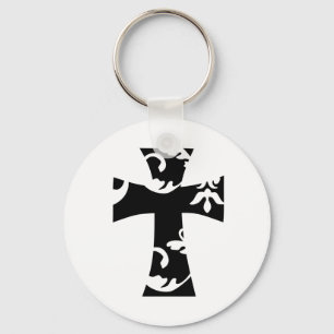 cute chic FLORAL CROSS Keychain
