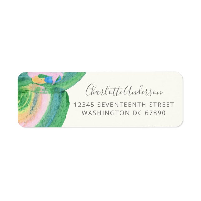Cute Chic Green Abstract Marble Return Address (Front)