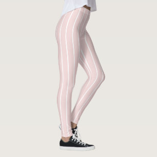 Cute Chic Light Pink and Thin White Stripes Leggings
