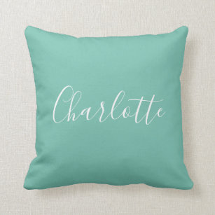 Cute Chic Minimalist Calligraphy Name Mint Teal   Throw Pillow