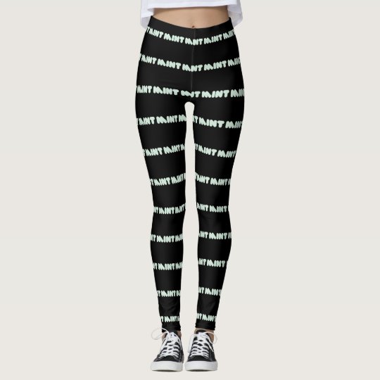 Cute Chic Mint Typography Pattern Leggings