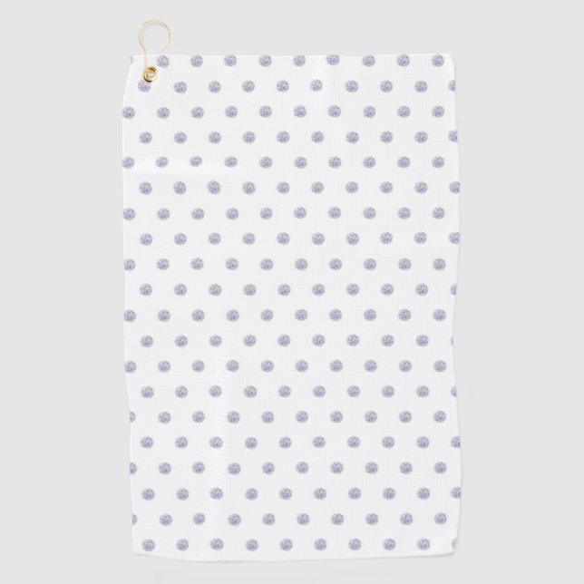 Cute Chic Pattern Flower Lavender Polka Dot Golf Towel (Front)