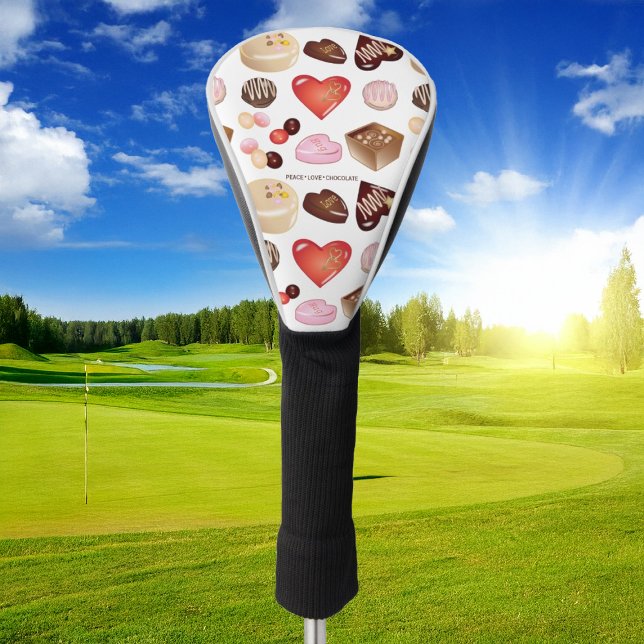 Cute Chic Peace Love Chocolate Candy Pattern Golf Head Cover (Creator Uploaded)