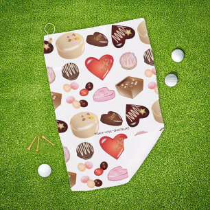 Cute Chic Peace Love Chocolate Heart Pattern Golf Towel