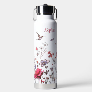 Cute Chic Personalized Wildflower Water Bottle