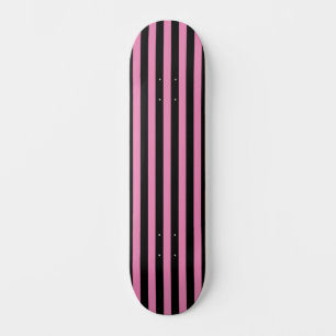 Cute Chic Pink and Black Vertical Striped  Skateboard