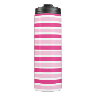 Cute Chic Preppy Girly Pink and White Stripes Thermal Tumbler