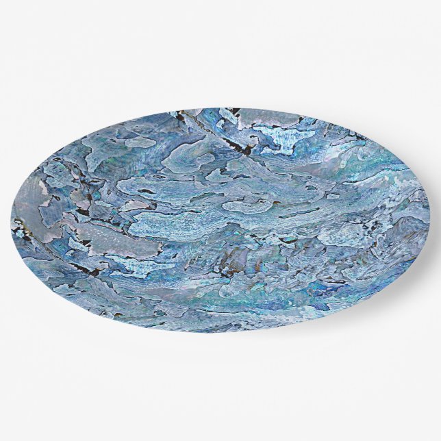 Cute Chic Purple Blue Faux Sea Shell Pattern Paper Plate (Angled)
