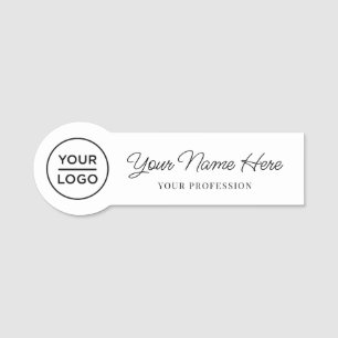 Cute Chic Script Employee Pin Round Logo Name Tags