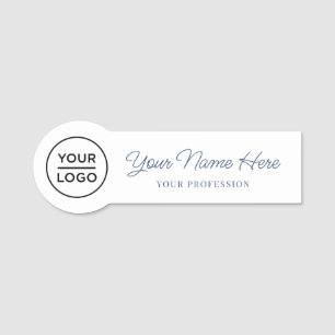 Cute Chic Script Employee Pin Round Logo Name Tags
