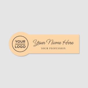 Cute Chic Script Employee Pin Round Logo Name Tags