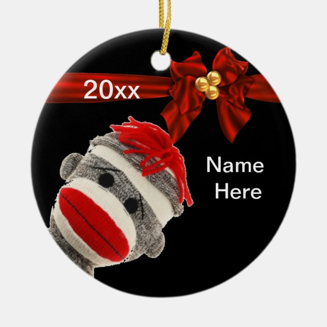 CUTE CHIC SOCK MONKEY Ornament CUSTOM (Front)