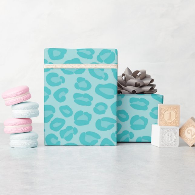 Cute Chic Turquoise Teal Animal Cheetah Print  Wrapping Paper (Baby Shower)