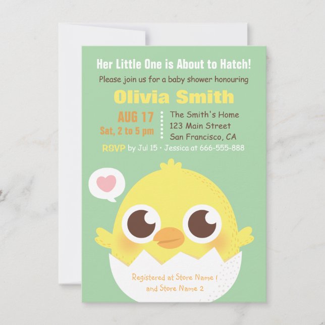 Cute Chick About to Hatch Baby Shower Invitations (Front)