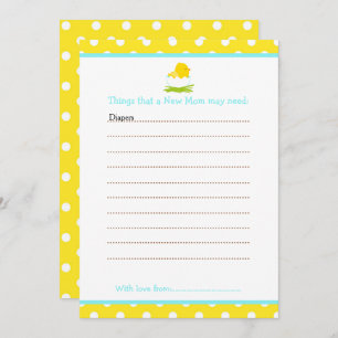 Cute Chick Advice List for New Moms Baby Shower Invitation