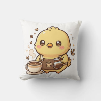 Cute Chick Barista Throw Pillow