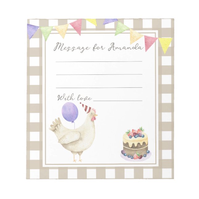 Cute chick birthday time capsule message notepad (Front)