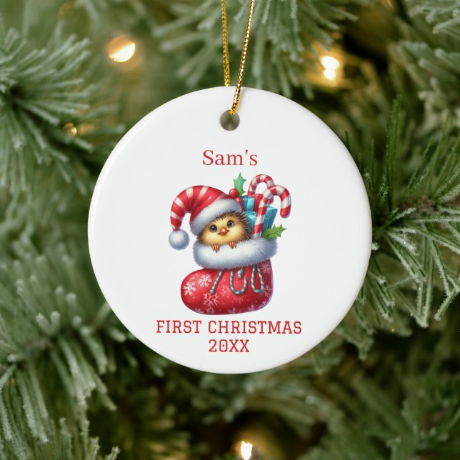 Cute Chick Christmas Ceramic Ornament (Tree)