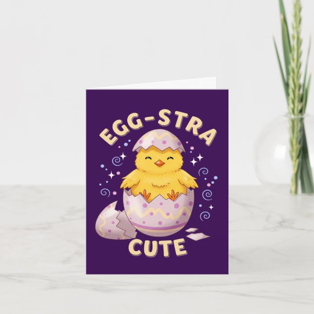 Cute Chick & Cool Bunny Easter Holiday Card (Front)