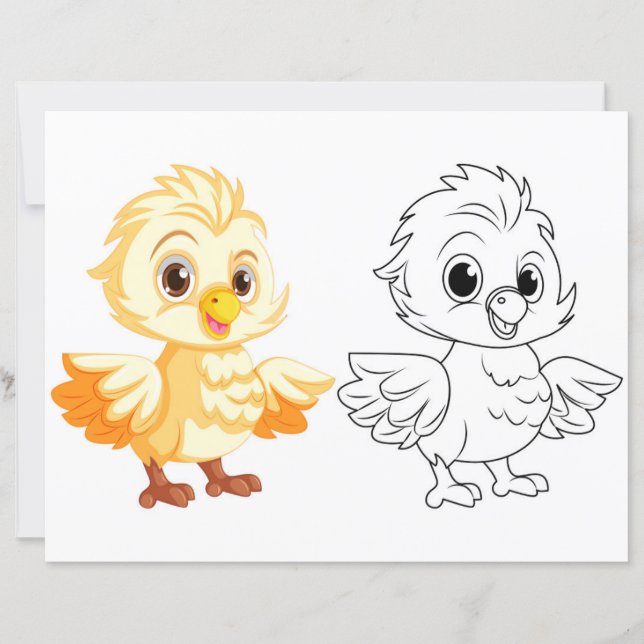 Cute chick doodle colouring page (Front)