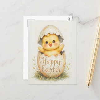 Cute Chick Happy Easter Greeting  Postcard