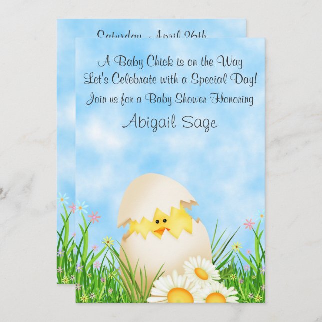 Cute Chick Hatching Spring Baby Shower Invitation (Front/Back)